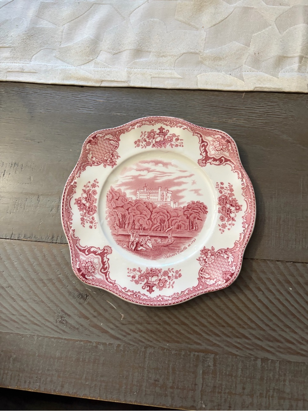 Johnson Brothers Pink Transferware Scenic  Plate-vintage